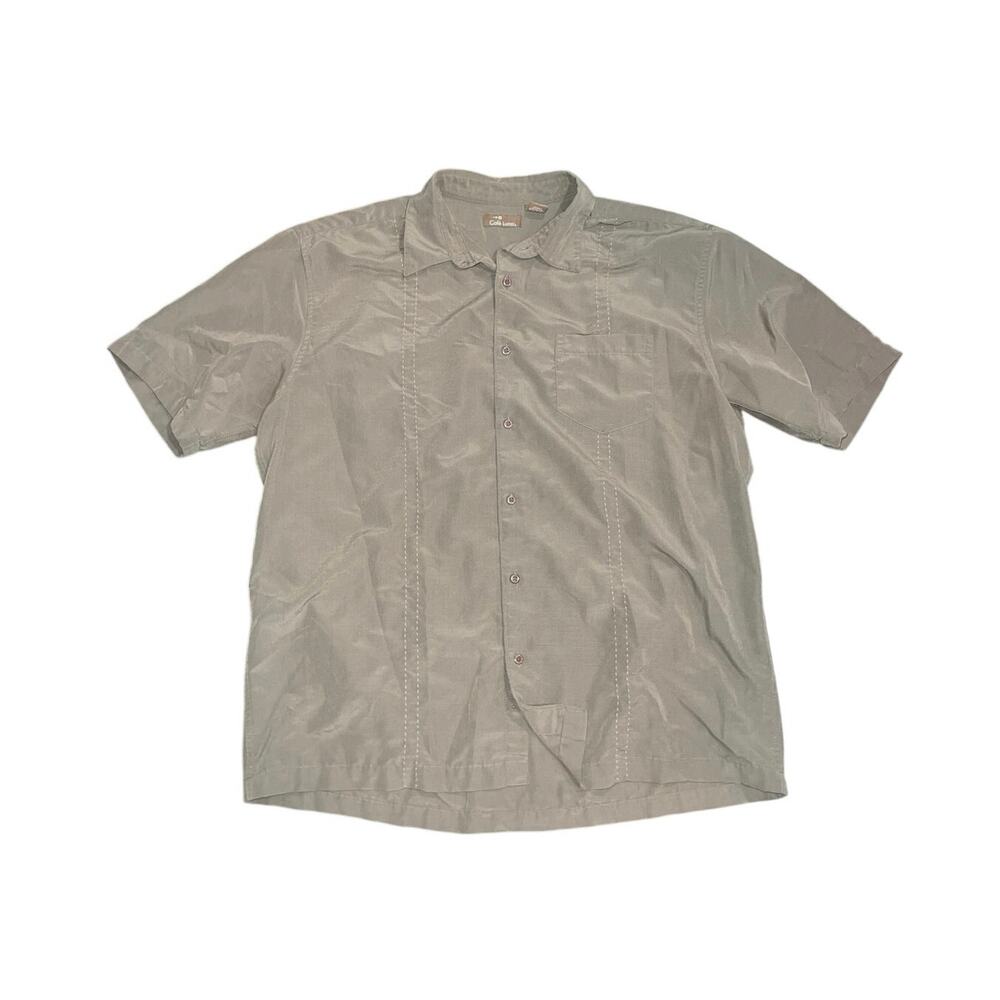Cafe Luna Mens Guayabera Style Short Sleeve Button Shirt SZ XL Vacation Resort